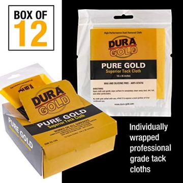 Dura-Gold Pure Gold Tack Cloths Box of 12 for Woodworkers
