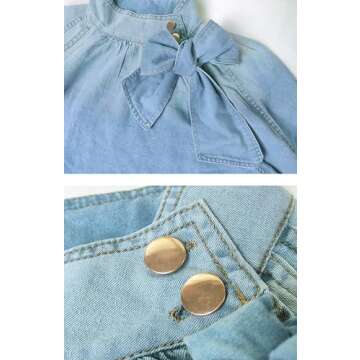 Women's Stylish High Neck Bow Denim Top for Every Occasion