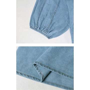 Women's Stylish High Neck Bow Denim Top for Every Occasion