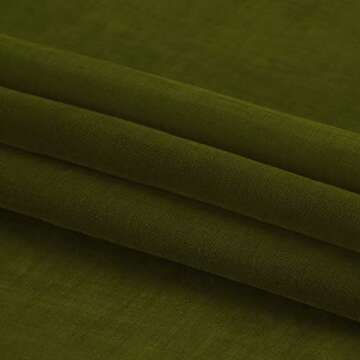 DWCN Olive Green Sheer Curtains Semi Transparent Voile Rod Pocket Curtains for Bedroom and Living Room, 42 x 84 inches Long, Set of 2 Panels