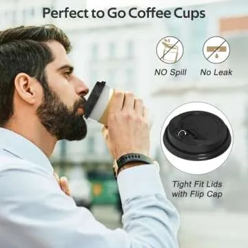 Dealusy 100 Pack 16 oz Disposable Coffee Cups with Lids and Sleeves, Sturdy Thick Paper & Leak-free Insulated to Go Coffee Cups with Lids, Paper Hot Coffee Cups for Hot & Cold Beverage