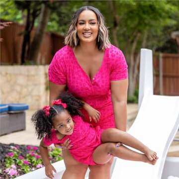 Elle Olivia Mommy and Me Leopard Print Romper - Short Sleeves Matching Outfits for Mother and Daught...