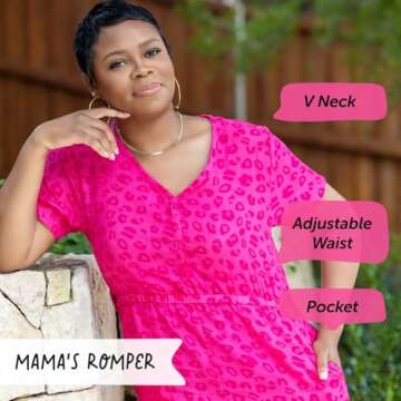 Elle Olivia Mommy and Me Leopard Print Romper - Short Sleeves Matching Outfits for Mother and Daughter Cute Summer Jumpsuits for Vacation Photoshoot & Occasions Pink - XL