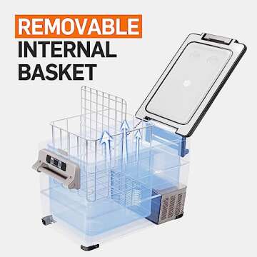 EUHOMY 12 Volt Refrigerator, 59QT(55L) Electric Cooler, 12V Fridge APP Control, 12V Cooler -4℉~68℉, Portable Freezer 12/24V DC 110-240V AC for Camping, Travel, Truck, Home