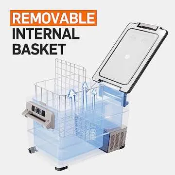 EUHOMY 12 Volt Refrigerator, 59QT(55L) Electric Cooler, 12V Fridge APP Control, 12V Cooler -4℉~68℉, Portable Freezer 12/24V DC 110-240V AC for Camping, Travel, Truck, Home