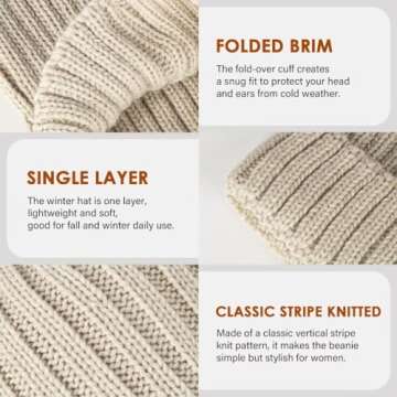Womens Winter Knitted Beanie Hat 3PCS,Warm Knit Fashionable Caps,Womens Beanie for Fall Cold Weather Color1