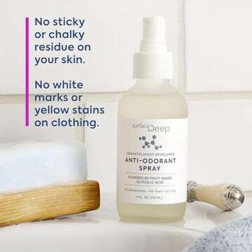 Surface Deep Spray Deodorant for Men/Women, Natural Deodorant Spray, Anti-Odorant, Natural Spray Deodorant for Women and Men, Aluminum Free, Vegan, Cruelty Free. Dermatologist Developed.