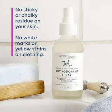 Surface Deep Spray Deodorant for Men/Women, Natural Deodorant Spray, Anti-Odorant, Natural Spray Deodorant for Women and Men, Aluminum Free, Vegan, Cruelty Free. Dermatologist Developed.