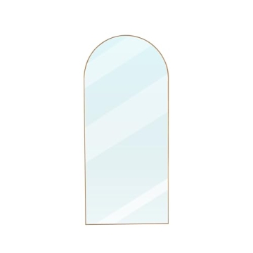 ZHUNFA Arched Full Length Mirror, 71x32 Oversized Floor Mirror with Stand, Gold Mirror Full Length, Aluminum Full Body Dressing Mirror with Arched-Top, Leaning for Living Room, Bedroom