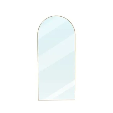 ZHUNFA Arched Full Length Mirror, 71x32 Oversized Floor Mirror with Stand, Gold Mirror Full Length, Aluminum Full Body Dressing Mirror with Arched-Top, Leaning for Living Room, Bedroom