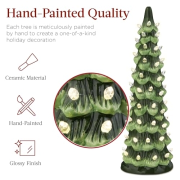 Elegant Ceramic Christmas Trees Set with LED Lights