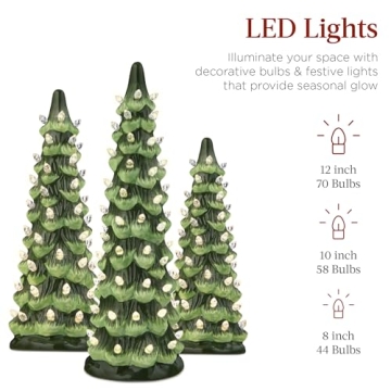Elegant Ceramic Christmas Trees Set with LED Lights