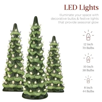 Elegant Ceramic Christmas Trees Set with LED Lights