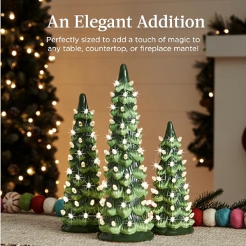 Elegant Ceramic Christmas Trees Set with LED Lights
