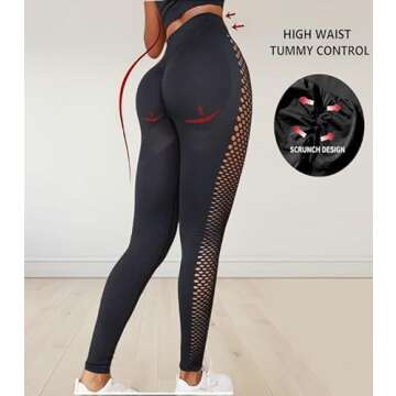 MGULEEYI Butt Lifting Leggings for Women High Waist Seamless Workout Yoga Leggings Gym Compression Sexy Yoga Pants (Black,S,Small)…