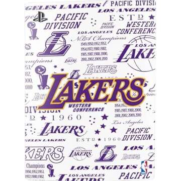 Skinit Decal Gaming Skin Compatible with PS5 Bundle - Officially Licensed NBA LA Lakers Historic Bla...