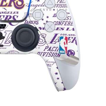 Skinit Decal Gaming Skin Compatible with PS5 Bundle - Officially Licensed NBA LA Lakers Historic Blast Design