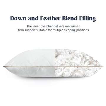 puredown® Goose Feathers and Down Pillow with Diamond Quilting with 100% Cotton Cover, Pack of 2, Queen Size