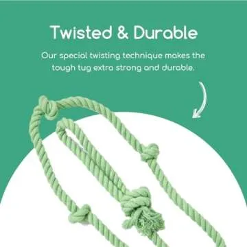 Tumbo Tough Tug Rope Dog Toy - (Green 5 ft Long Strong and Durable Rope Pull Toy with Handle) TUG of...