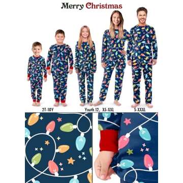 SUNNYBUY Matching Family Christmas Pajamas Set Holiday Jammies Xmas PJS for Women Men Couple and Teens, Christmas Lights, 3T-80