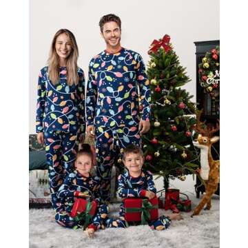 SUNNYBUY Matching Family Christmas Pajamas Set Holiday Jammies Xmas PJS for Women Men Couple and Teens, Christmas Lights, 3T-80