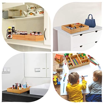 Elegant Bamboo Drawer Organizers - 5 Piece Set