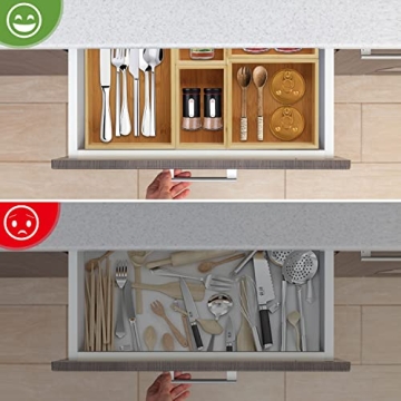 Elegant Bamboo Drawer Organizers - 5 Piece Set