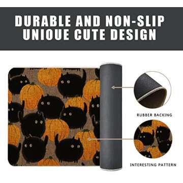 GAGEC Halloween Door Mat Pumpkins Cat Outdoor Rug Bathroom Doormat Entrance Rugs Farmhouse Home Kitchen Decoration Floor Front Door Mats 17 x 27 Inch