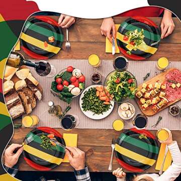 SATINIOR 100 Pack Juneteenth Decorations Juneteenth Black History Month Paper Plates Bulk 9 Inch African Disposable Plates for Reggae Rasta Kwanzaa Party Decorations Jamaica Freedom Independence Day