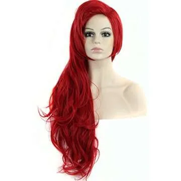Anogol Bright Red Wig for Women - Princess Wigs for Cosplay and Halloween Parties