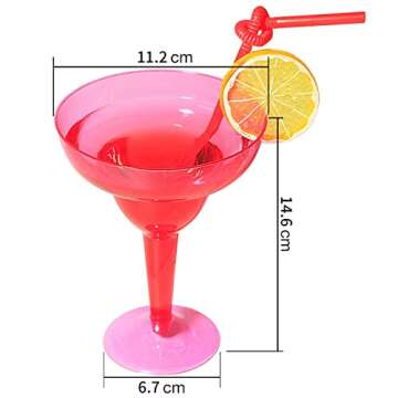 supernal 36pcs Plastic Margarita Glasses,12oz Neon Disposable Cocktail Cups, Colorful Mexican Theme Party Decorations for Carnivals, Dia De Muertos, Green, Blue, Pink, Orange