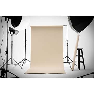 Kate Seamless Paper Backdrop for Photography Beige Cream Backdrop Paper (53''x16.4' Ivorine)