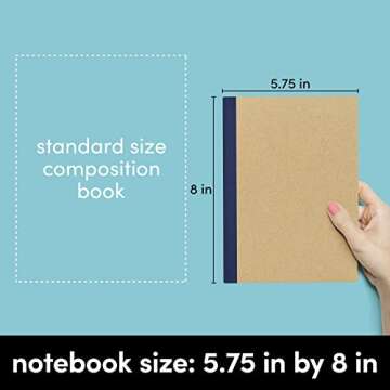 PAPERAGE 6-Pack Composition Notebook Journals, 120 Pages, Kraft Cover with Jewel Tone Spines, College Ruled Lined Paper, Small Size (8 in x 5.75 in) – For Home, Office or School Supplies