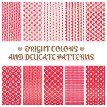 10 Rolls Valentine's Day Heart Washi Tape Red Decorative Sticker Paper Wedding Masking Tape Adhesive Tape for DIY Crafts Scrapbook Diary Journal Planner Wrapping Wedding Party Decoration