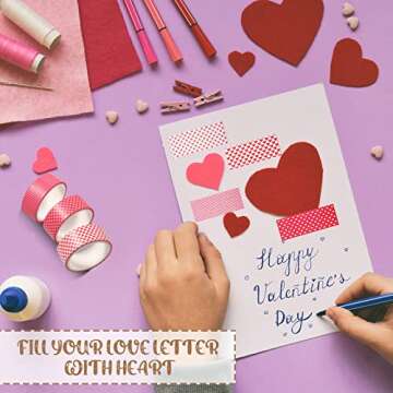10 Rolls Valentine's Day Heart Washi Tape Red Decorative Sticker Paper Wedding Masking Tape Adhesive Tape for DIY Crafts Scrapbook Diary Journal Planner Wrapping Wedding Party Decoration