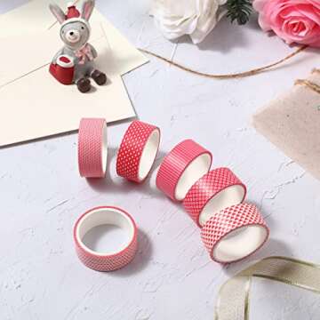 10 Rolls Valentine's Day Heart Washi Tape Red Decorative Sticker Paper Wedding Masking Tape Adhesive Tape for DIY Crafts Scrapbook Diary Journal Planner Wrapping Wedding Party Decoration