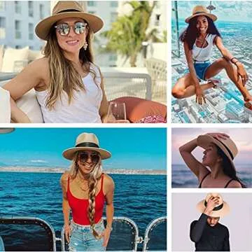 FURTALK Wide Brim Straw Panama Hat for Sun Protection