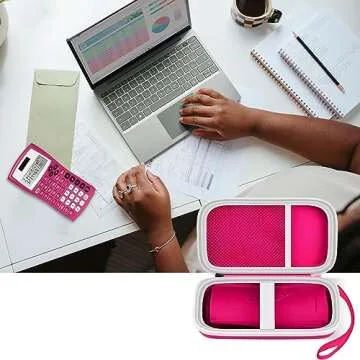 Case Only Compatible with Texas Instruments TI-30XIIS Scientific Calculator, Travel Office Calculators Storage Holder Bag with Extra Mesh Pocket for Pens, USB Cables and Accessories - (Red)