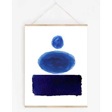 Abstract Dark Navy Blue Stacked Shapes Contemporary Wall Art | 11x14 UNFRAMED Print | Nordic Modern ...