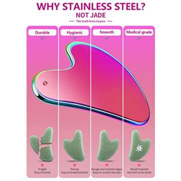 HappySmile Premium Stainless Steel Gua Sha Tool,Professional Gua Sha Facial Tools,GuaSha tool for Fa...