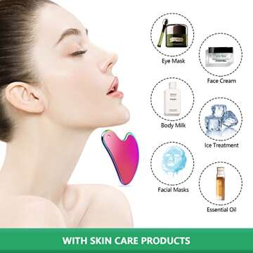 HappySmile Premium Stainless Steel Gua Sha Tool,Professional Gua Sha Facial Tools,GuaSha tool for Face Tighten Skin,Lymphatic Drainage,Massage Scraper for Facial Skin Care with Color Travel Pouch,Colorful