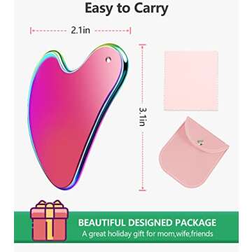 HappySmile Premium Stainless Steel Gua Sha Tool,Professional Gua Sha Facial Tools,GuaSha tool for Face Tighten Skin,Lymphatic Drainage,Massage Scraper for Facial Skin Care with Color Travel Pouch,Colorful