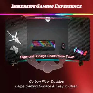 HLDIRECT Gaming Desk Ergonomic with Carbon Fiber Surface
