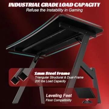 HLDIRECT Gaming Desk Ergonomic with Carbon Fiber Surface