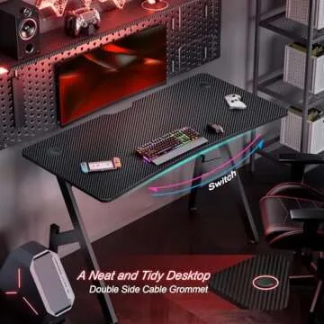 HLDIRECT Gaming Desk Ergonomic with Carbon Fiber Surface