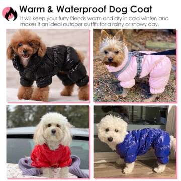 AOFITEE Dog Coat, Waterproof Dog Jacket for Winter, Fullbody Dog Coats Snowsuit, Windproof Puppy Down Jacket Puffer Coat, Fleece Winter Vest for Dogs, Cold Weather Dog Coats for Small Dogs, Black, S