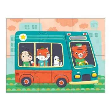Mudpuppy 4-in-A-Box Transportation Puzzle Set for Kids