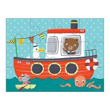 Mudpuppy Transportation 4-in-A-Box Puzzle Set, 12