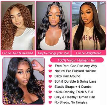TALENT SHOW 26 inch Body Wave Lace Front Wig for Women