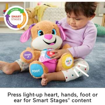 Fisher-Price Baby & Toddler Toy Laugh & Learn Smart Stages Sis Musical Plush with Lights & Phrases for Infants Ages 6+ Months